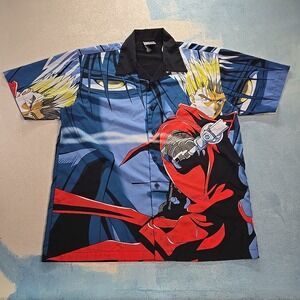 VTG ODM Mens L Trigun Maximum Vash The Stampede Anime Button Up Shirt Korea MINT